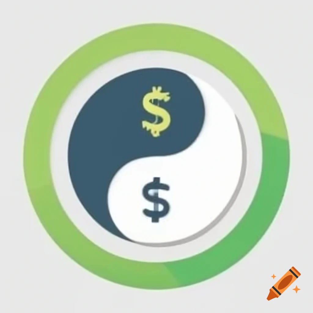 Round icon combining dollar symbol with yin yang design