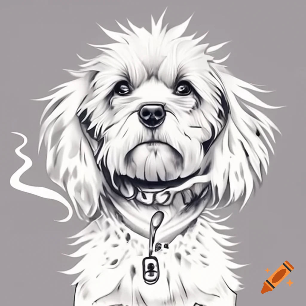 Surreal puppy with spiked collar