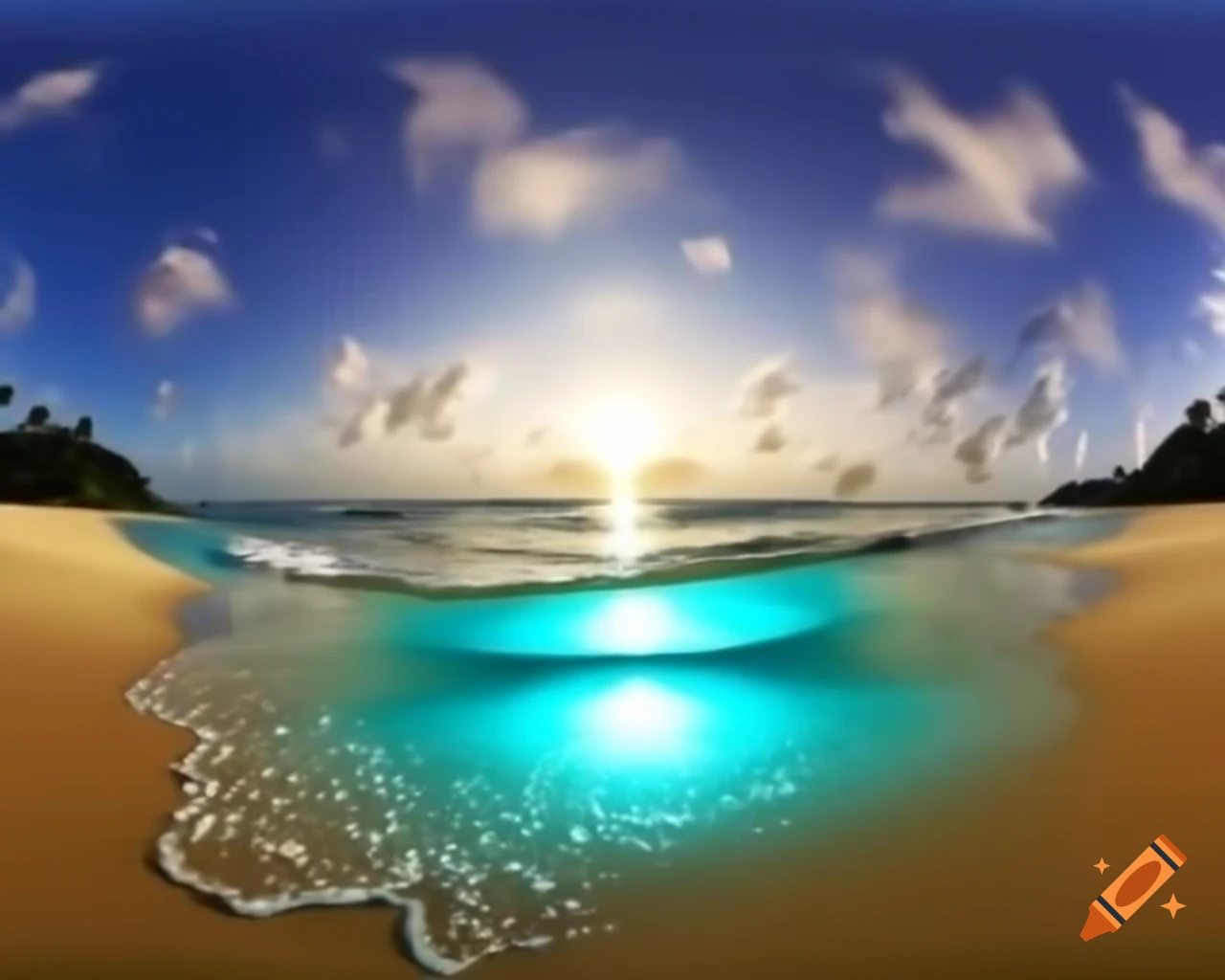 Breathtaking landscape of a golden sandy beach