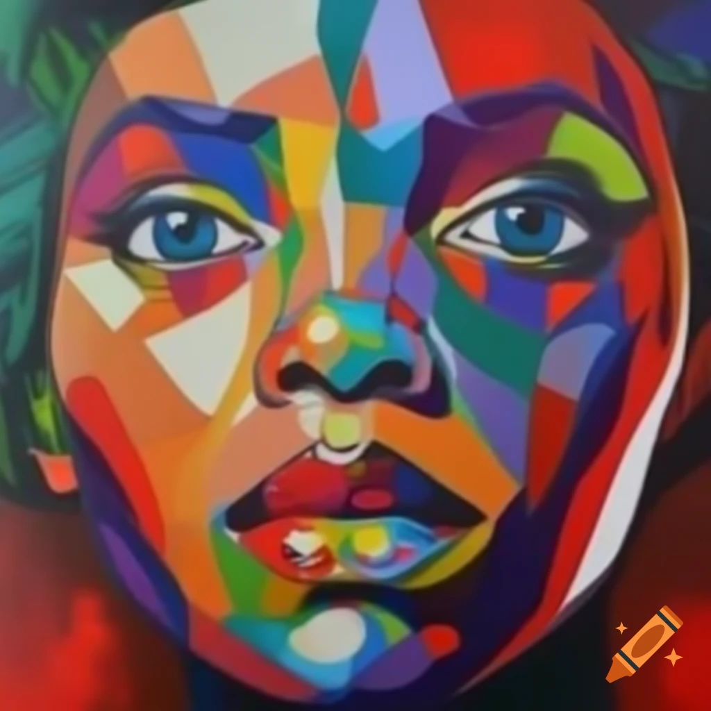 Cubist and Fauvist inspired painting representing themes of schizophrenia