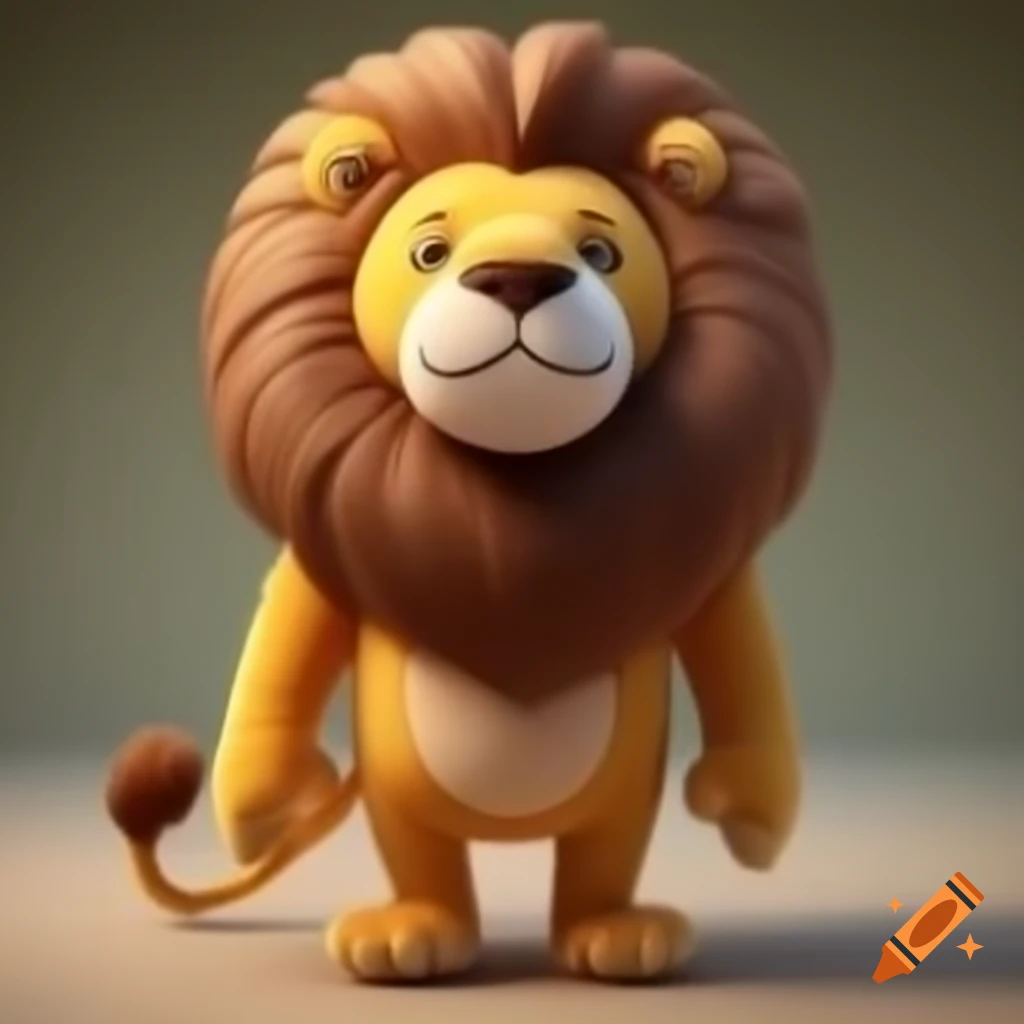 Cartoon lion stuffed animal standing upright
