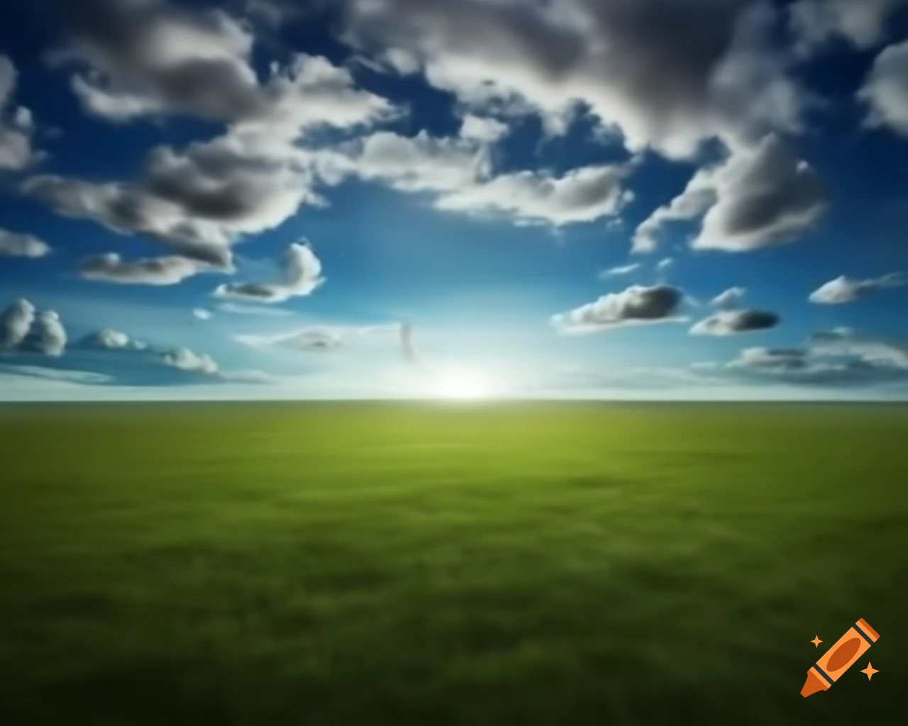 Panoramic view of open field in photorealistic 3D render
