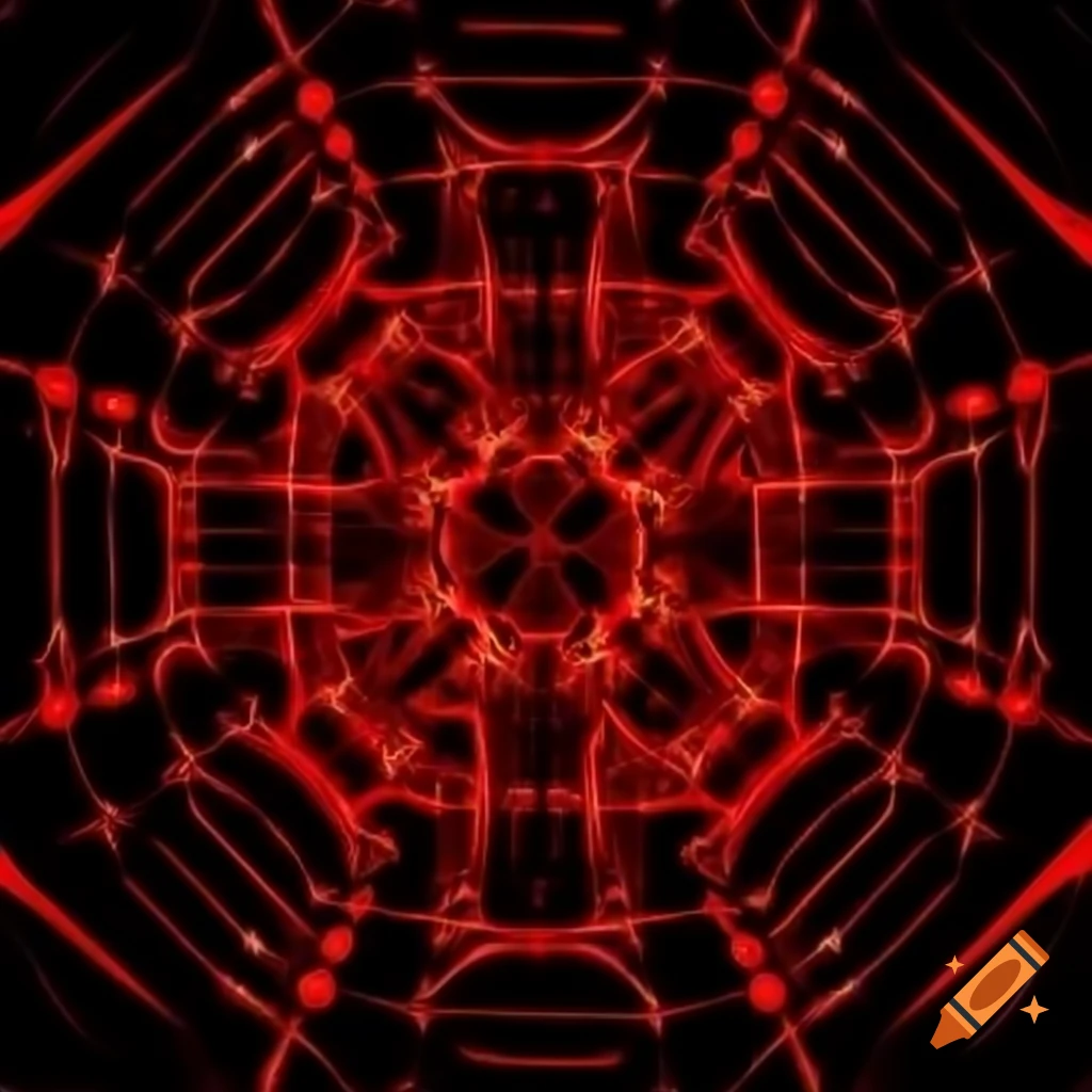 Abstract representation of a magical realm with red and black parallel