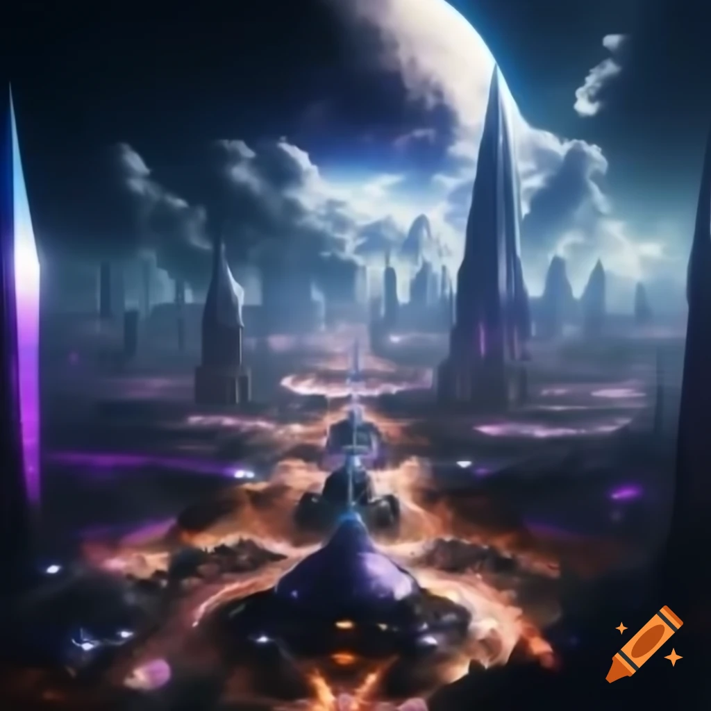 Futuristic city hovering above clouds of gas giant, showcasing architectural ingenuity