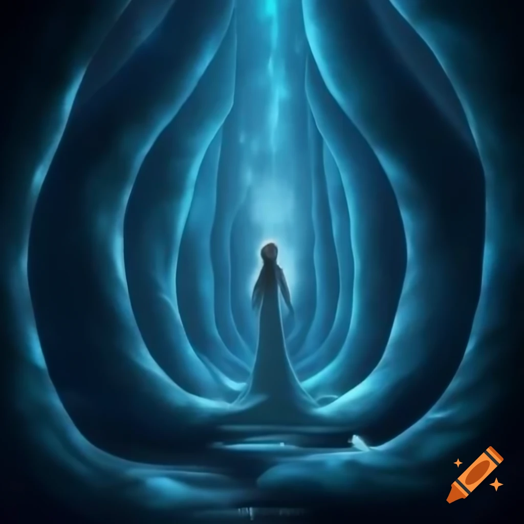 Mystical tapestry with azure shrouds and legendary echoes