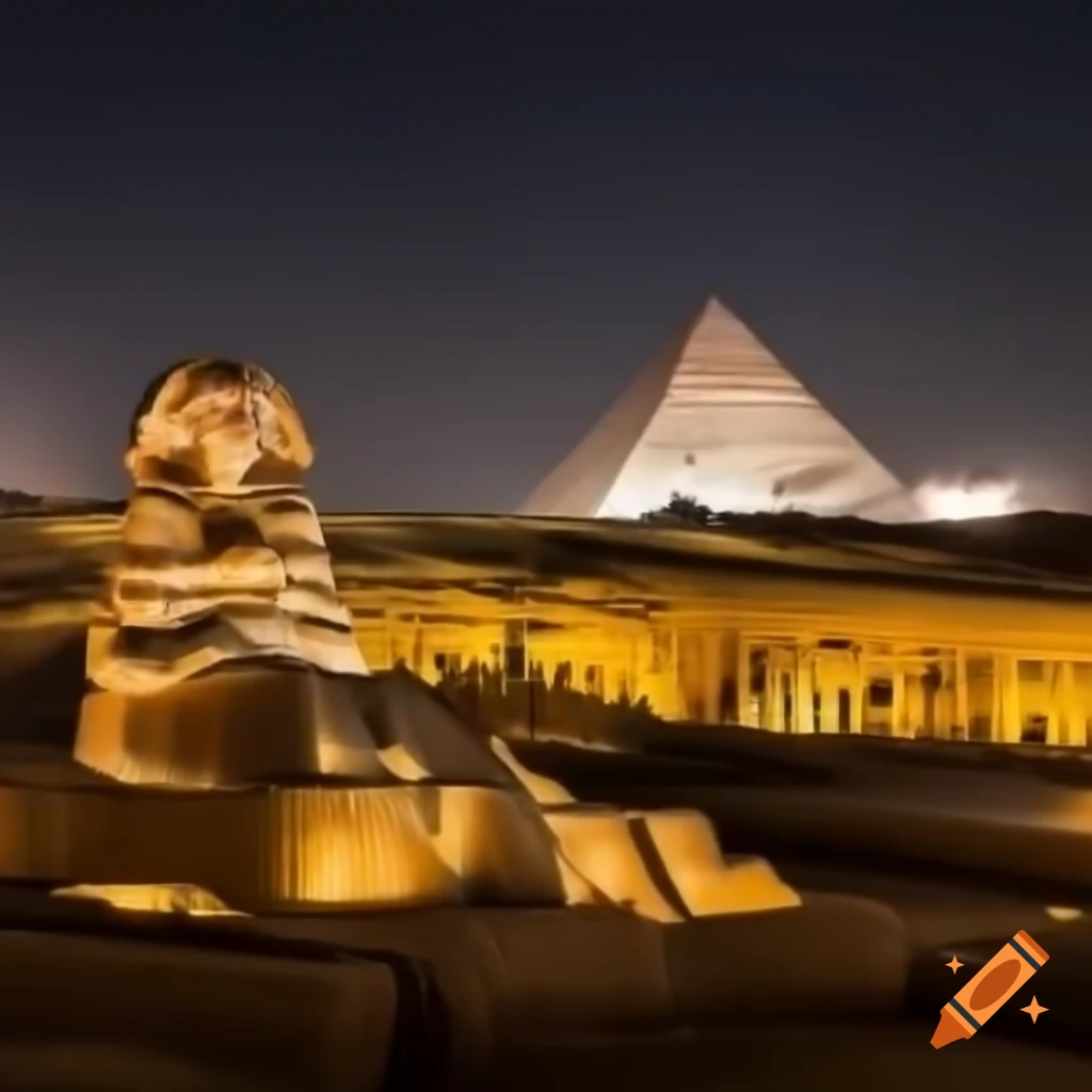 Night view of pyramids in Egypt with Jupiter in the sky during pharaoh era