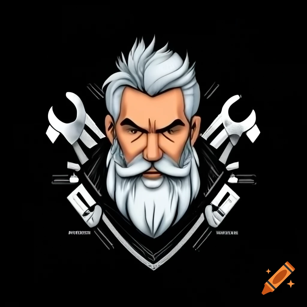 Handsome middle-aged man with silver hair and beard amidst tools