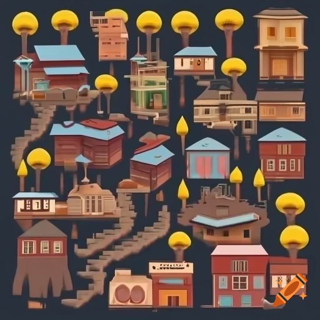 Vividly detailed fantasy town architecture