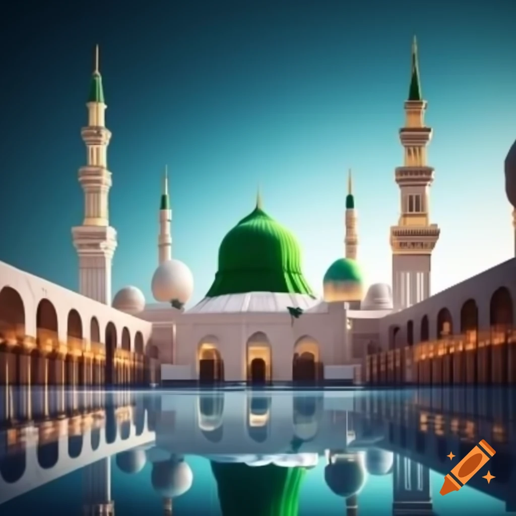 vector-illustration-of-madinah-sharif-crystal-glass-design-featuring