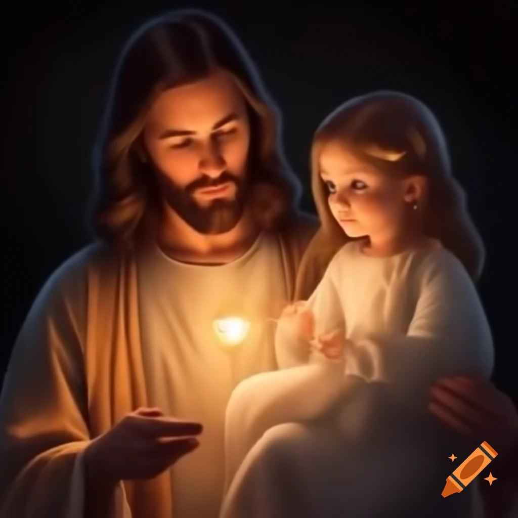 Jesus and children praying together in a church setting on craiyon