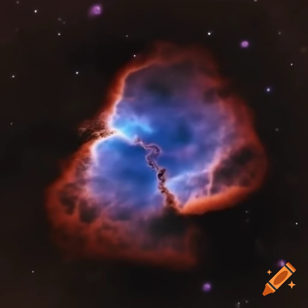 Irregularly shaped purple nebula in space