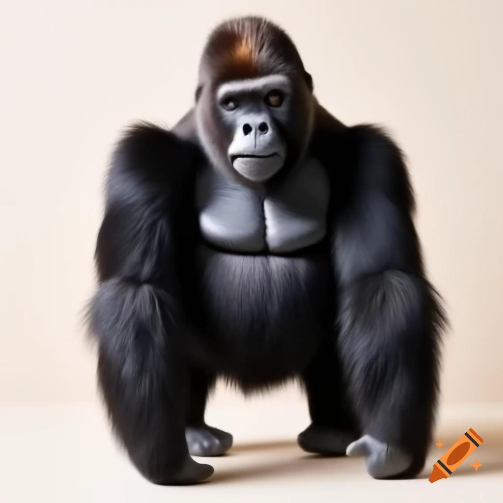 Stuffed gorilla standing upright