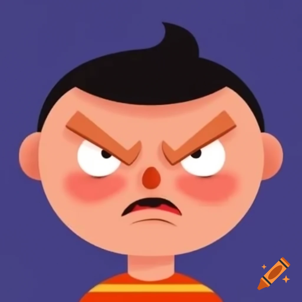 Cartoon character displaying an intimidating facial expression