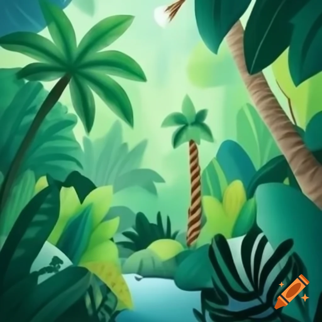 Flat art illustration of a jungle