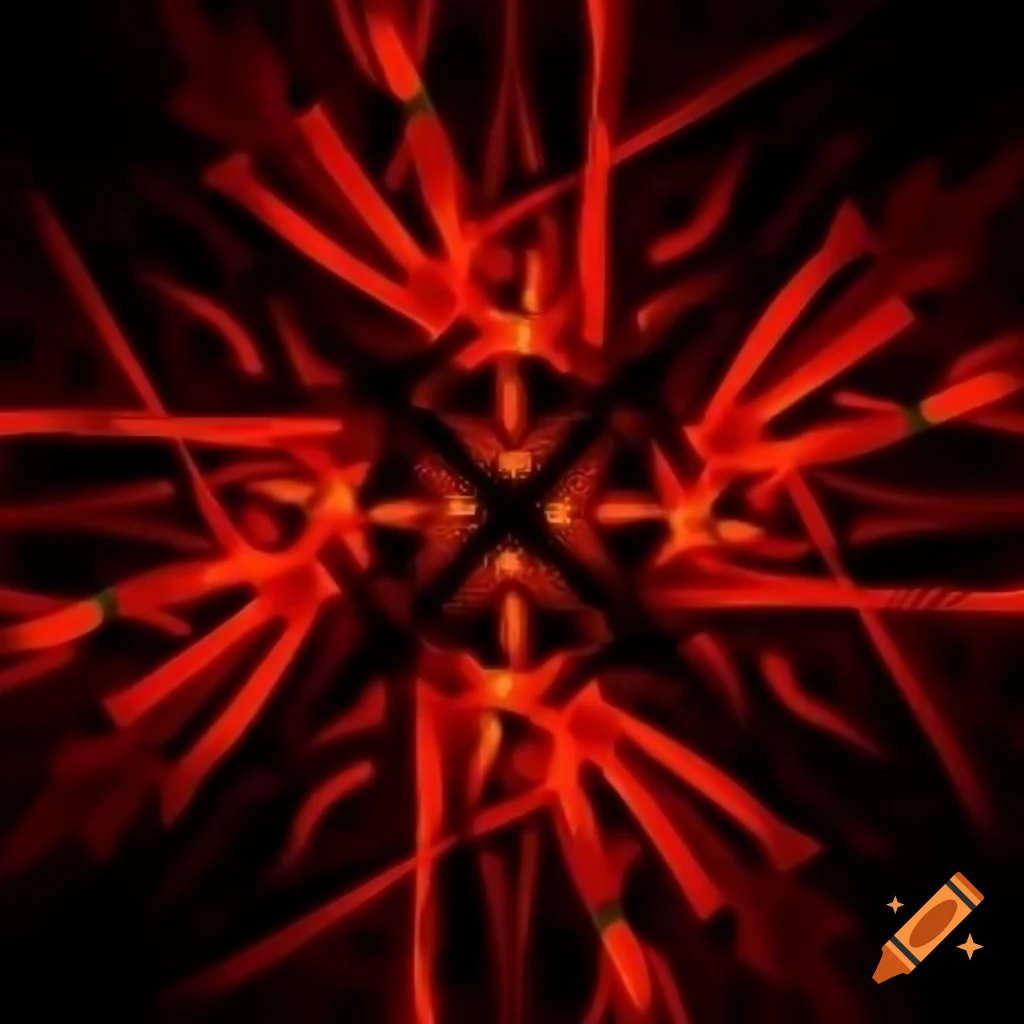 Abstract magical realm with red and black parallel lines