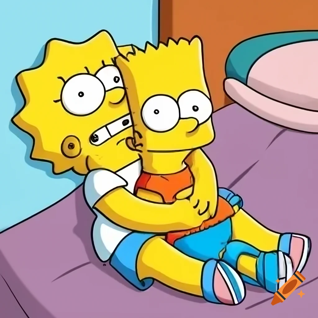 Lisa Simpson mascot comforting a scared boy