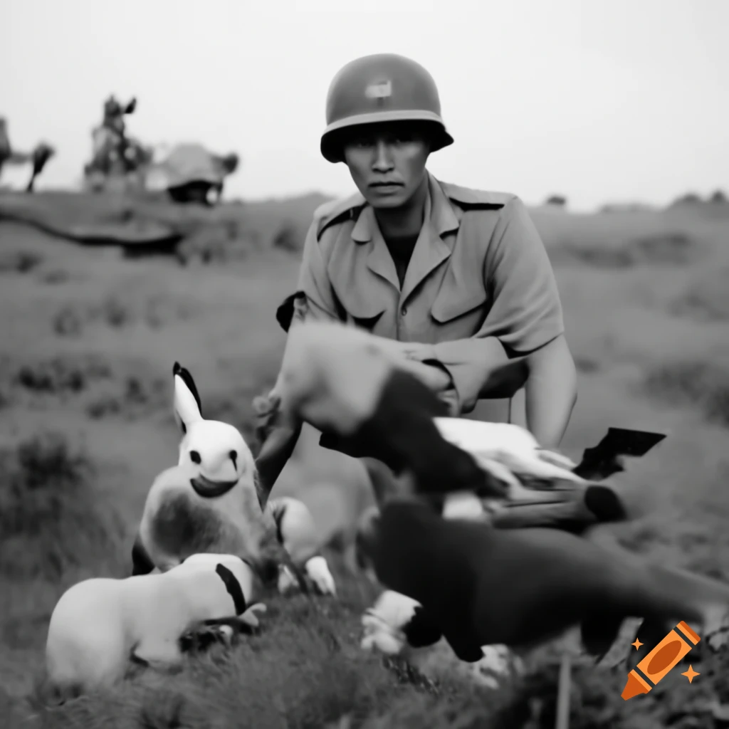 Pokémon themed scene set in Vietnam war 1960s