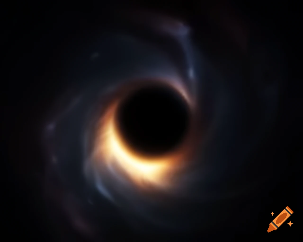 Realistic space art of a black hole surrounded by stars in natural colors