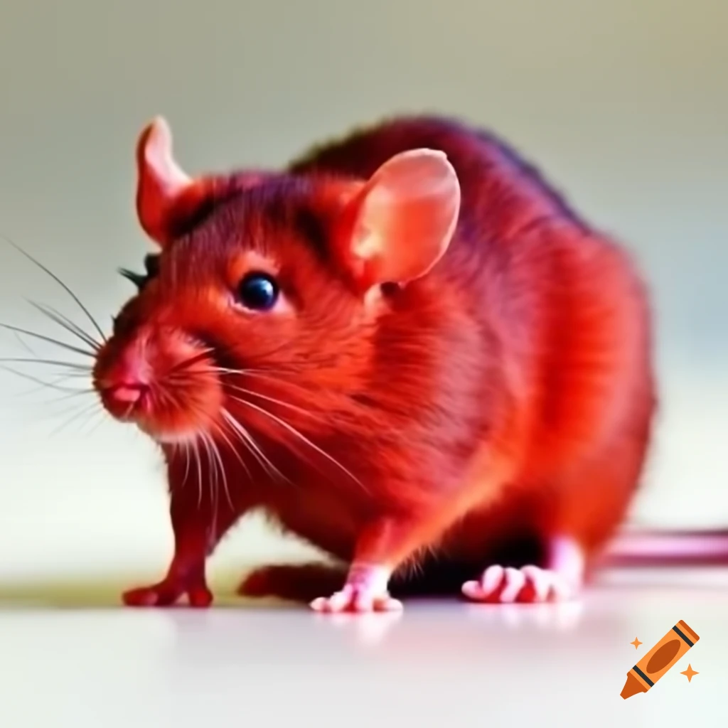 Deep red rat with yellow eyes