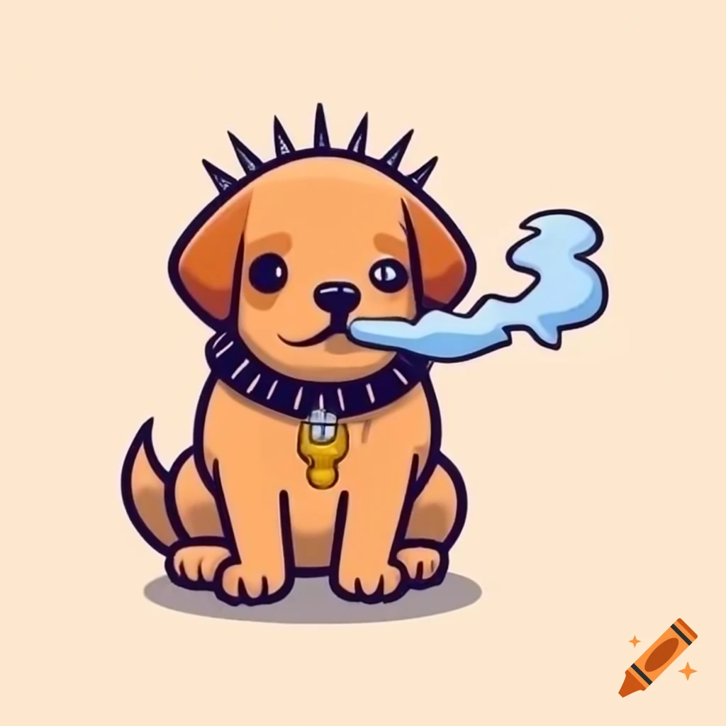 Surreal puppy with spiked collar