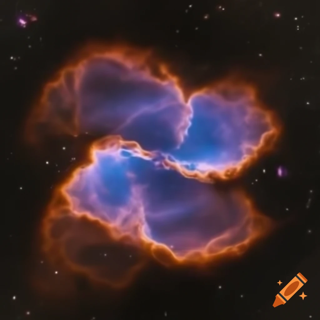 Irregularly shaped purple nebula in space