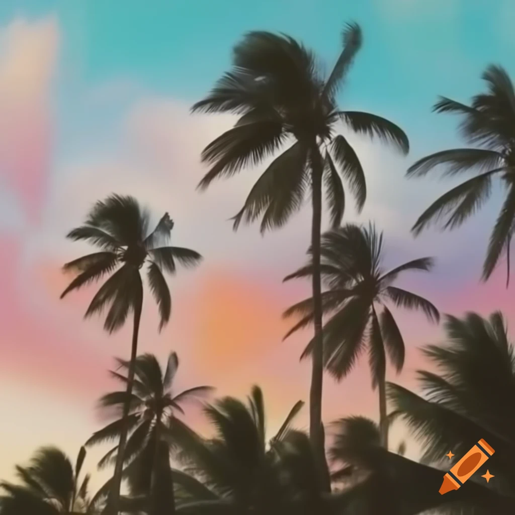 Palm trees against pastel sky creating a tropical vibe
