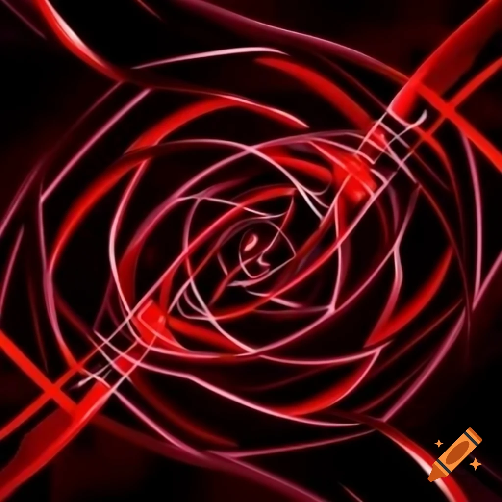 Magical realm with red and black parallel lines