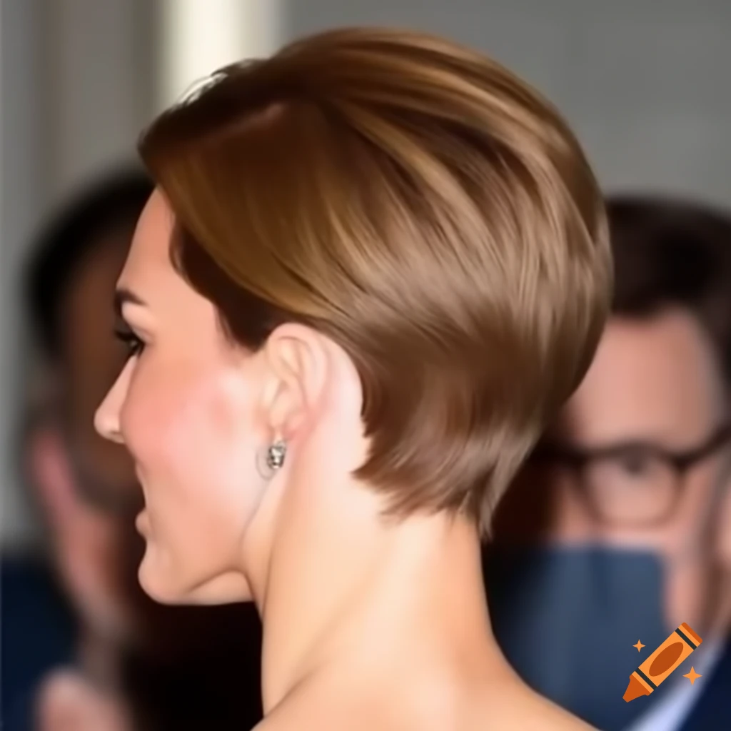 Kate Middleton showcasing a bold close-cropped pixie haircut