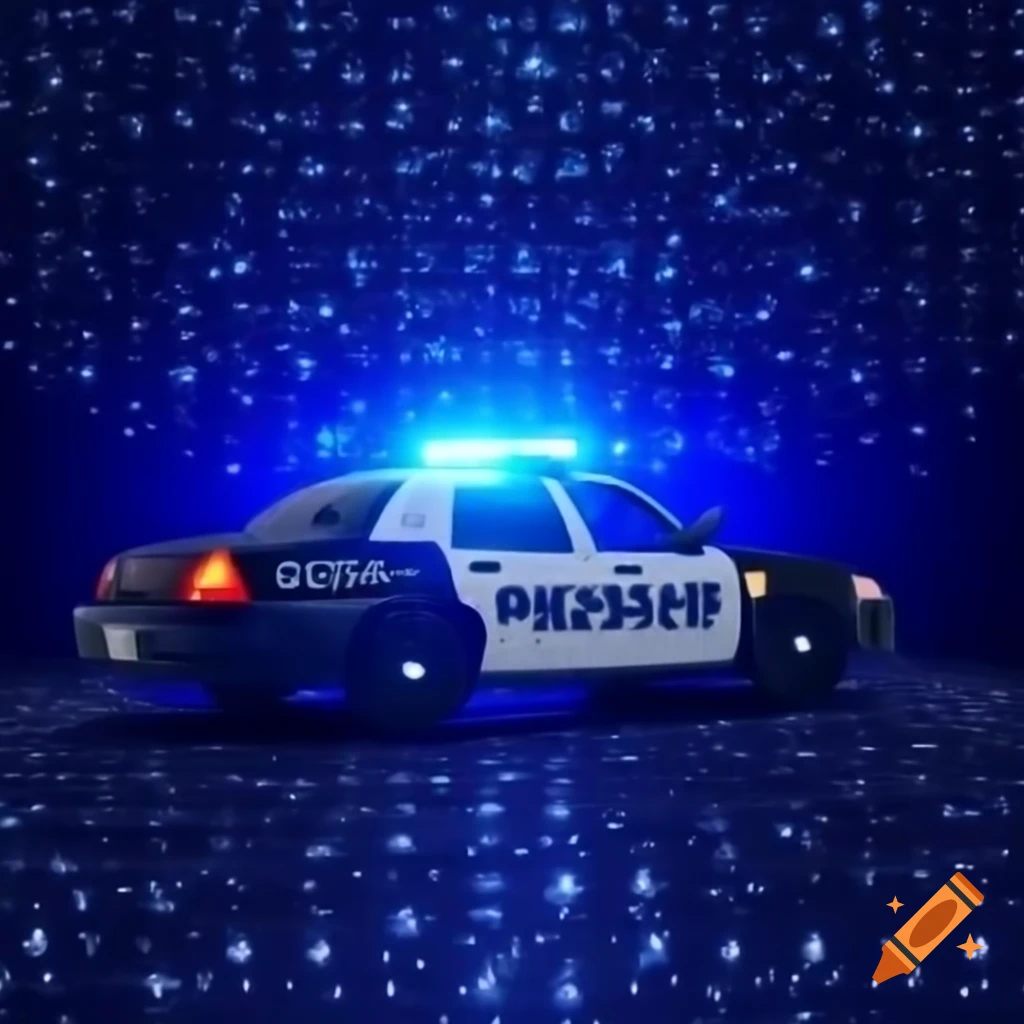 Cinematic blue and glitter background with police lights reflection