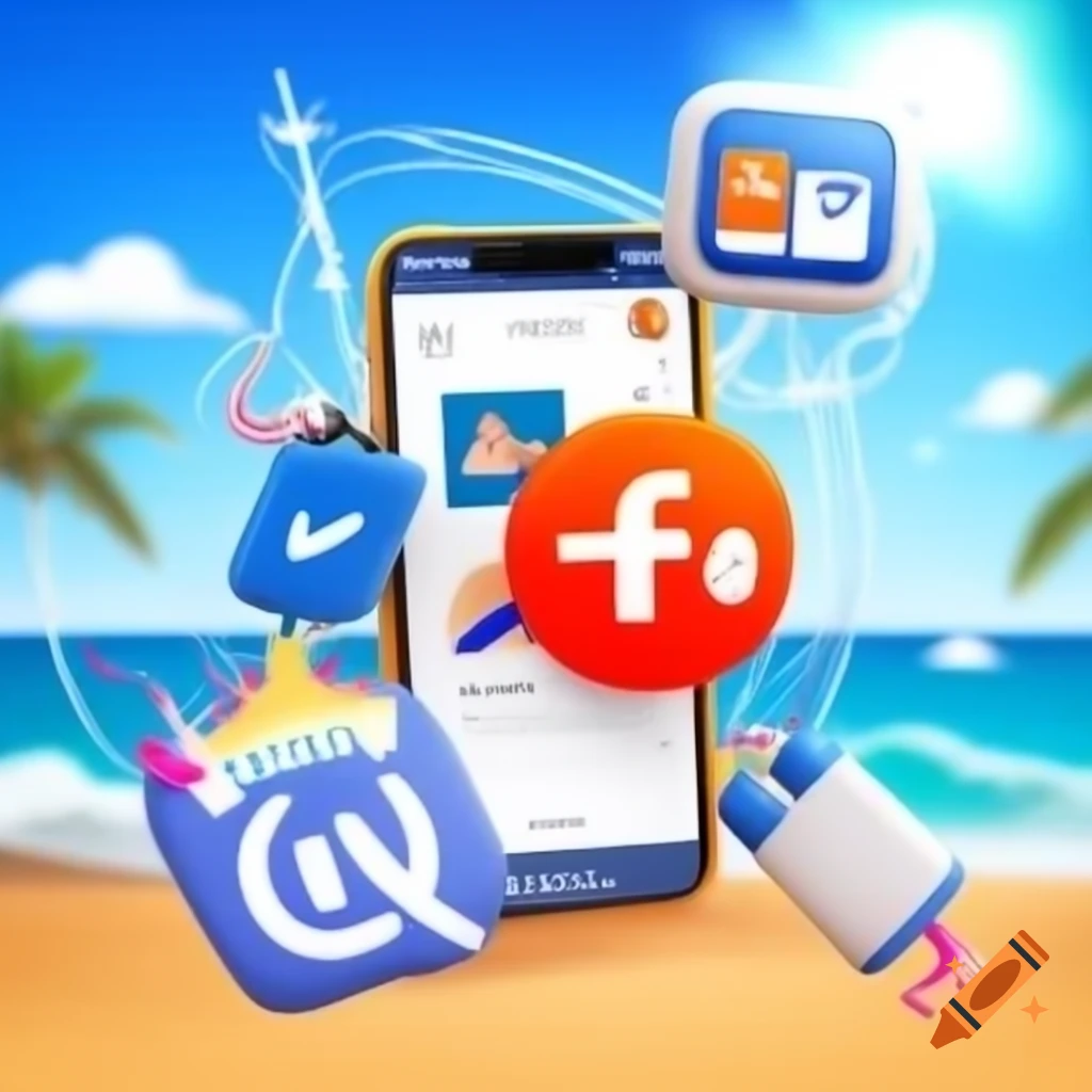 Professional Facebook ad thumbnail for travel agency featuring stunning beach and promotional text
