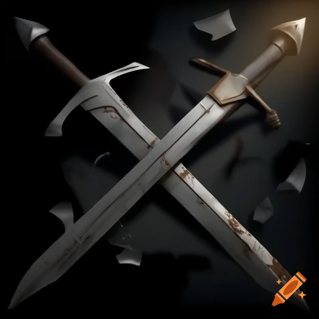 Weathered battle-worn sword with glowing runes and ancient leather hilt