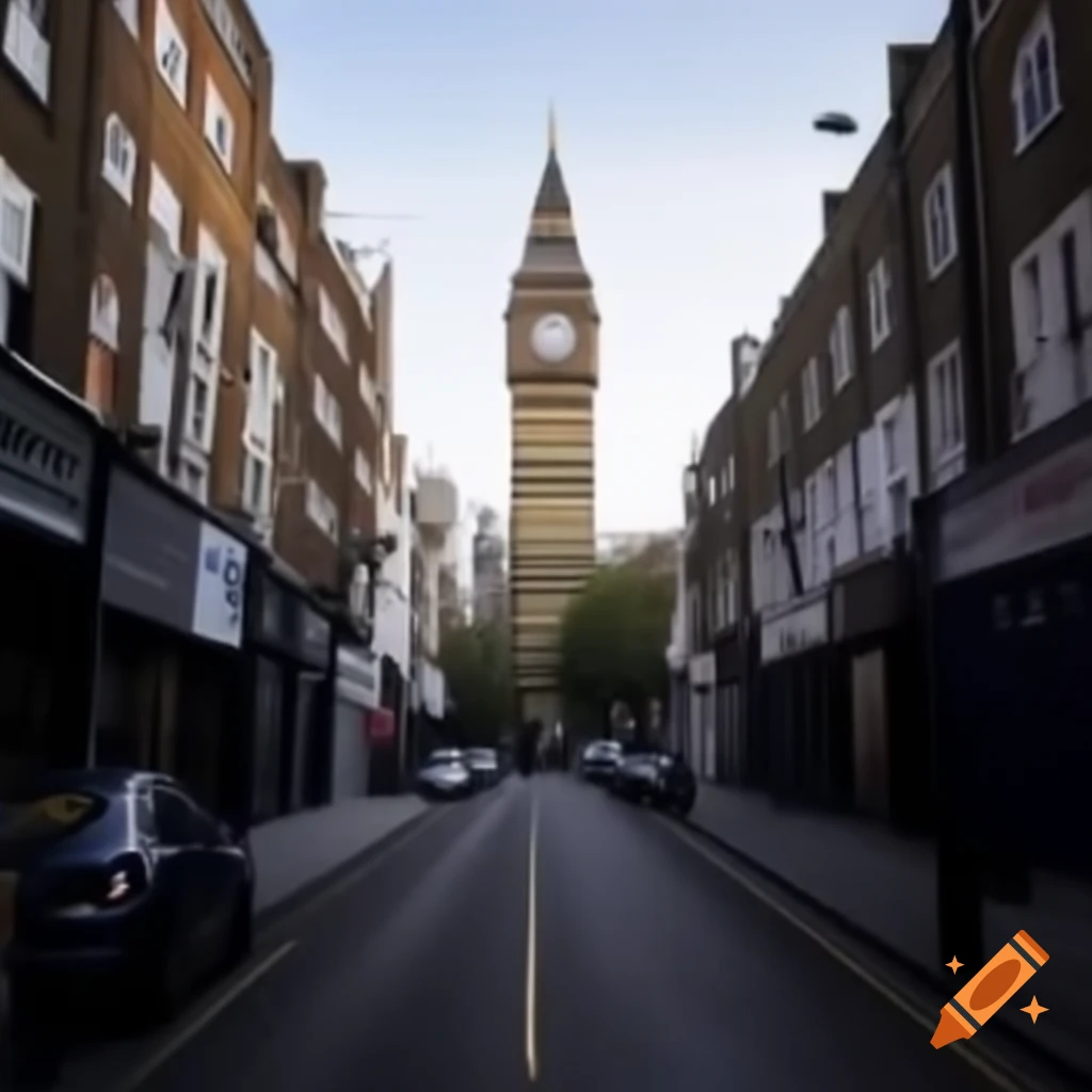 London alleyway with clock tower, reminiscent of Jack the Ripper era