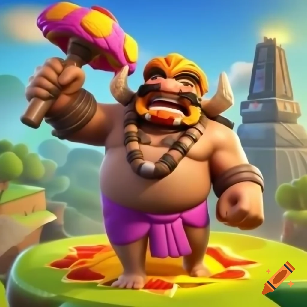 Clash of Clans Barbarian in onam and mahabali attire holding a flower umbrella