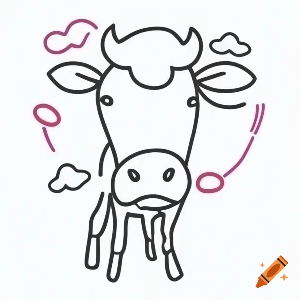 Stylized line art cow representing SHOUT COWS band energy