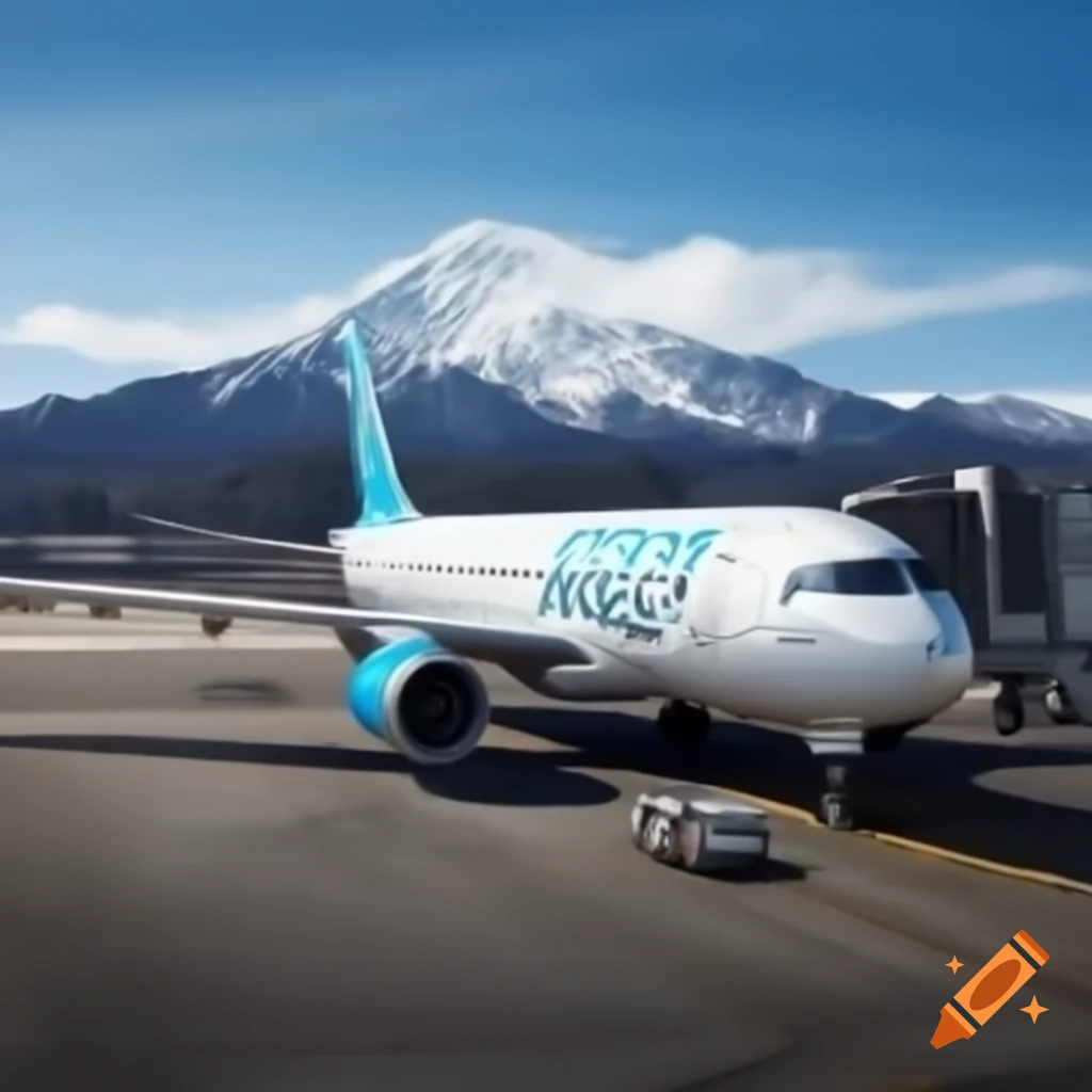 Commercial airplane flying over the mountains