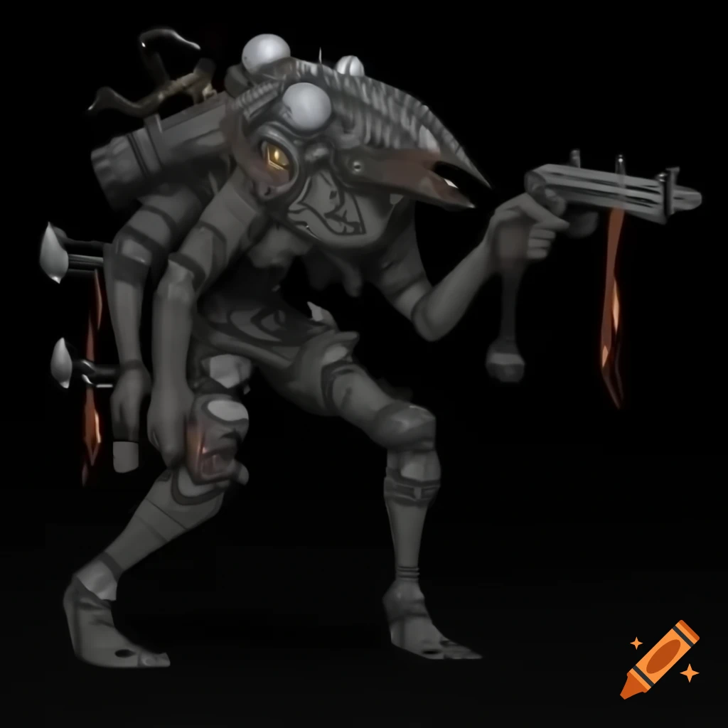 Smoove character with exoskeleton and weapon