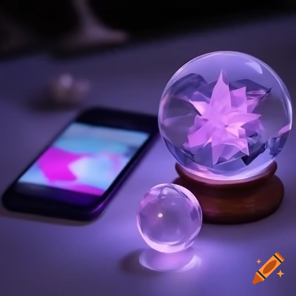 Crystal ball beside cellphone in anime style
