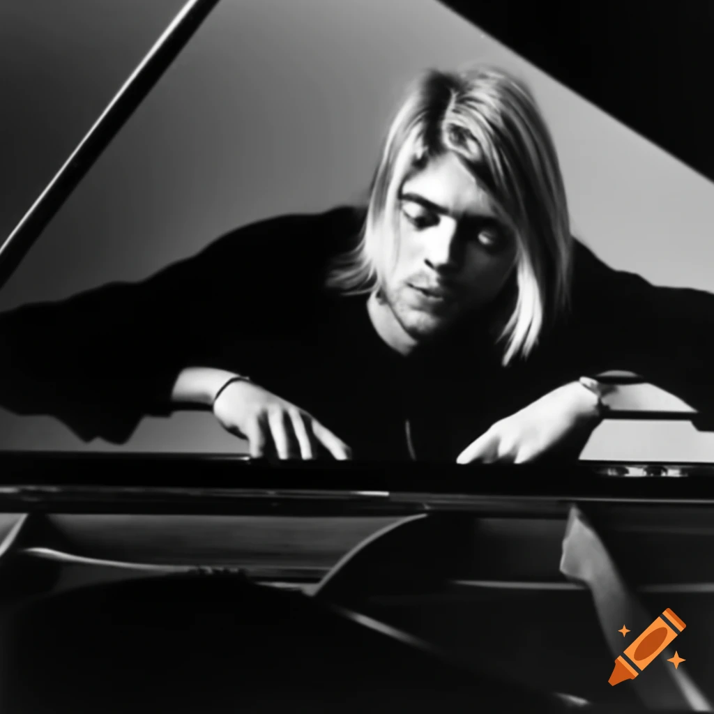 Kurt Cobain performing on piano