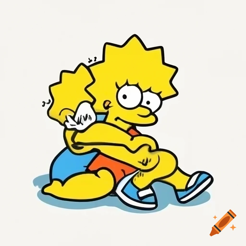Lisa Simpson mascot comforting a scared boy