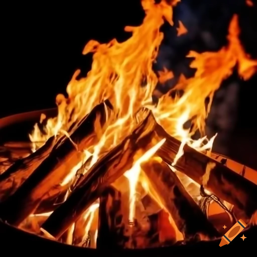 Large flames from a bonfire