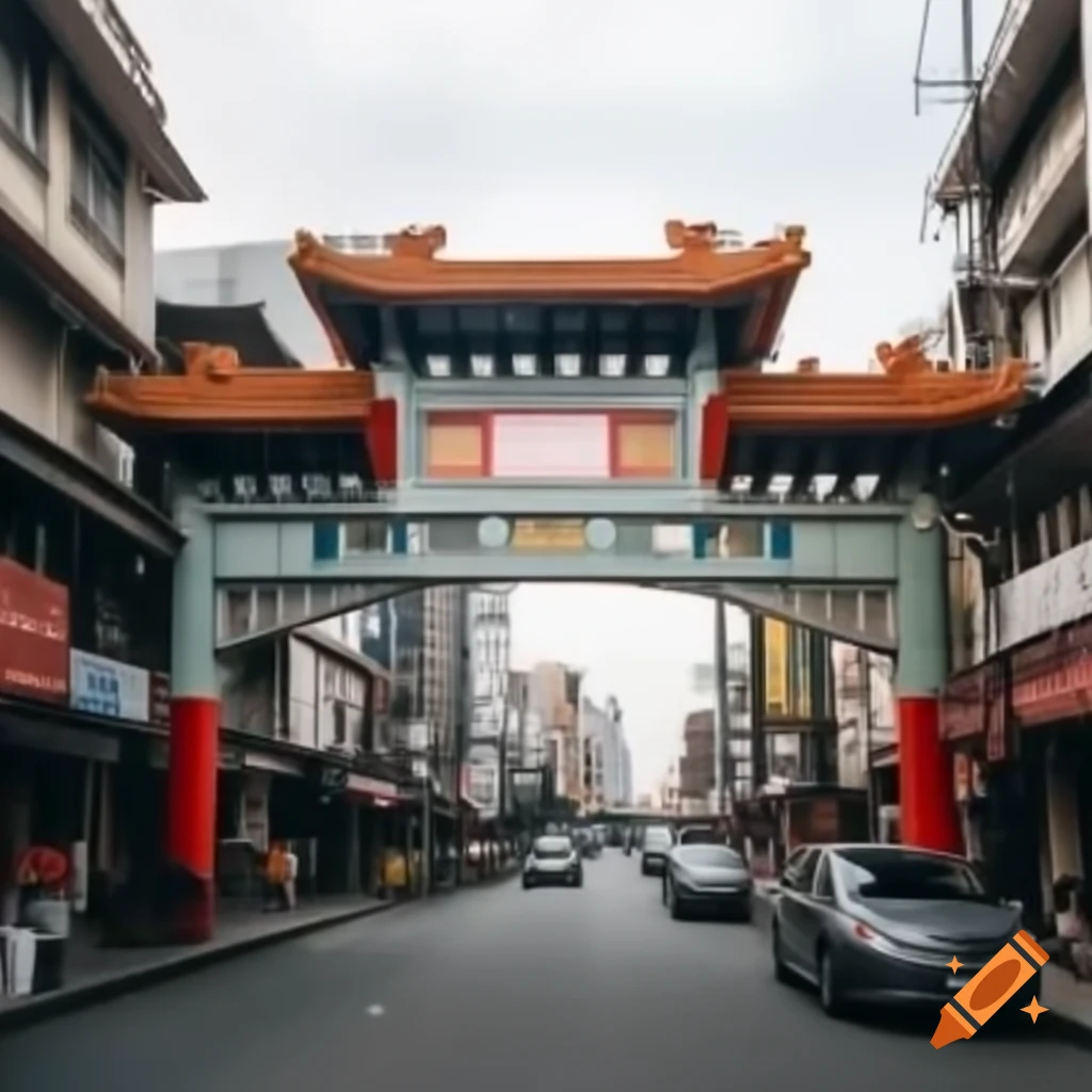 Chinatown arch in Binondo, Manila street view