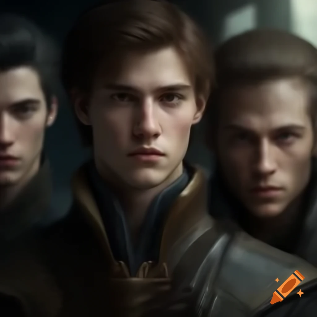 Portrait of three brothers in a fantasy setting