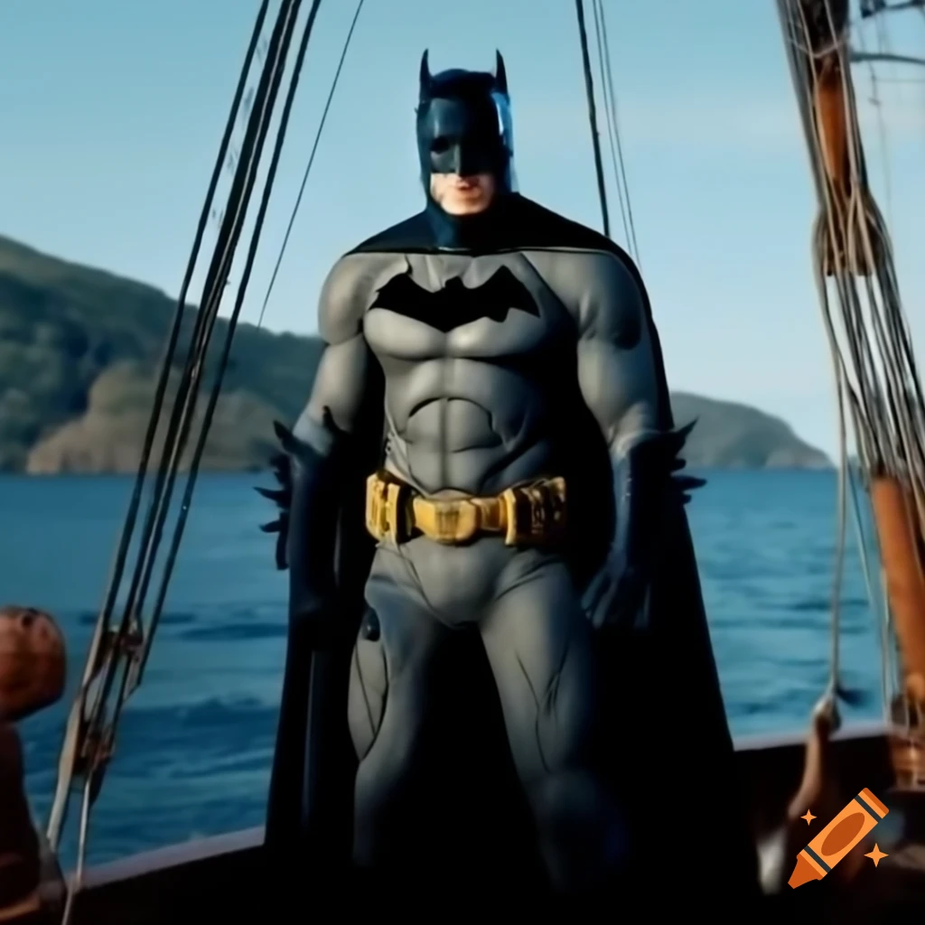 Alfred from Batman sailing on a boat