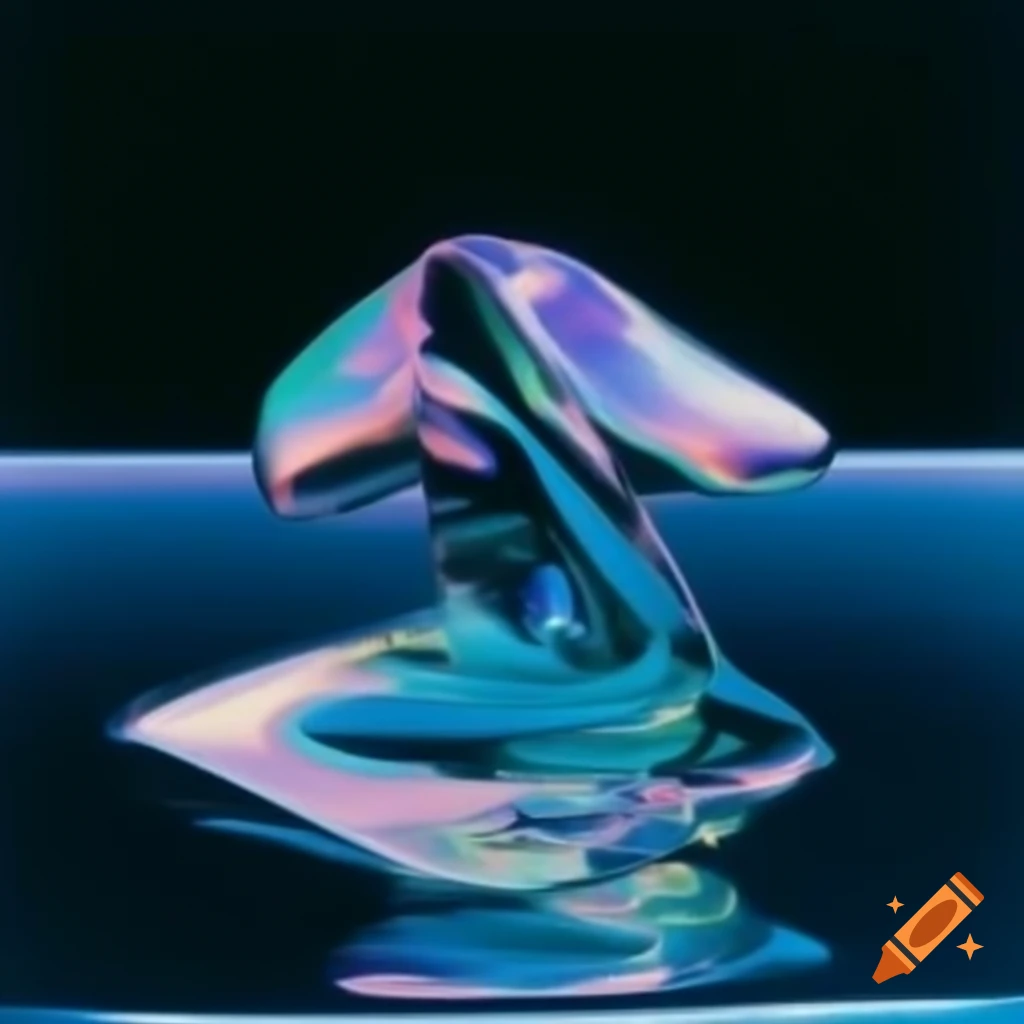 Pop surreal photography featuring iridescent glass statue