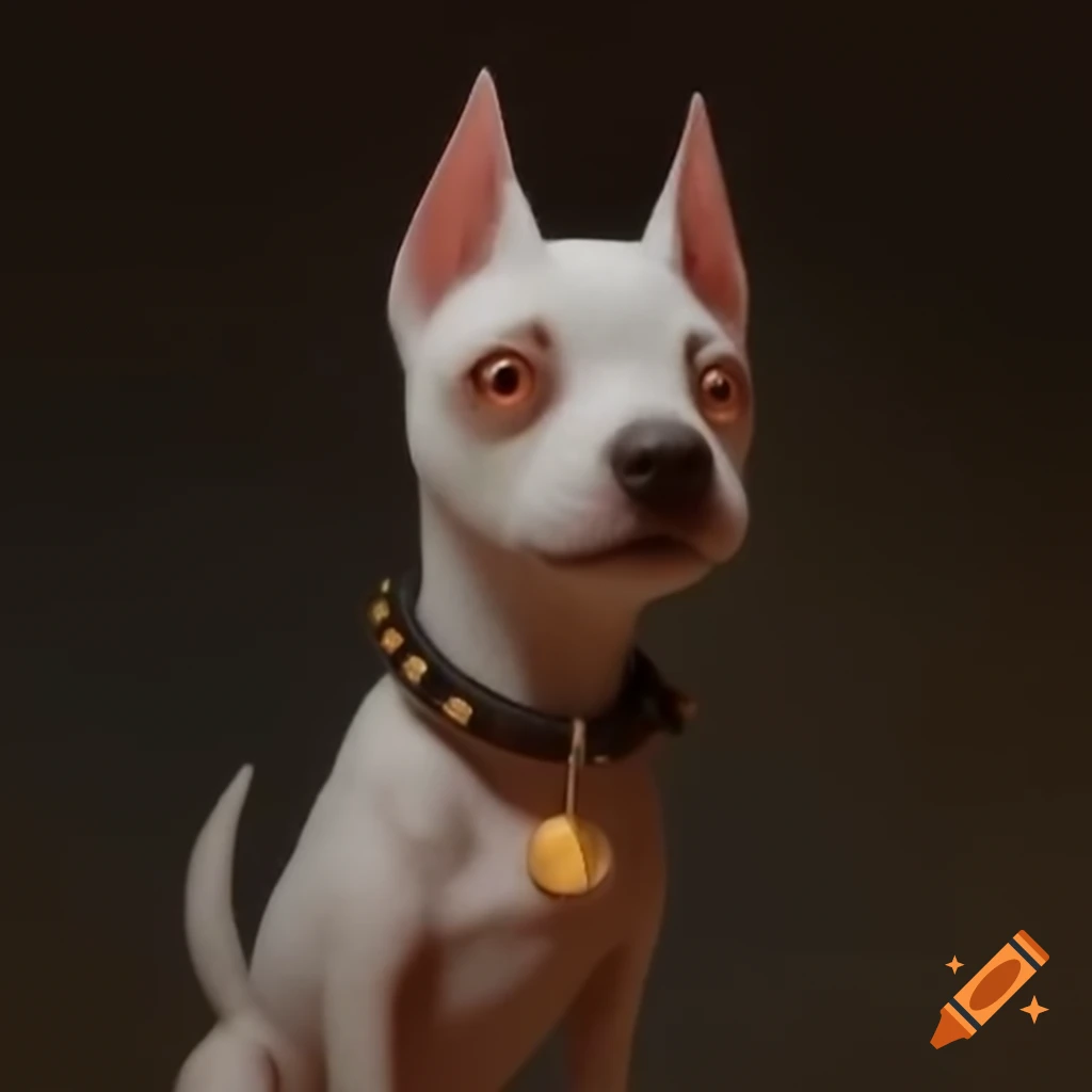 Surreal puppy wearing spiked collar