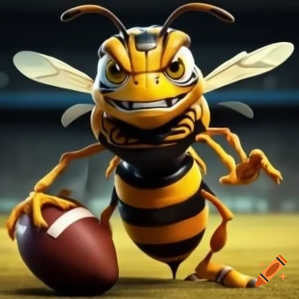 Angry hornet engaging in football game