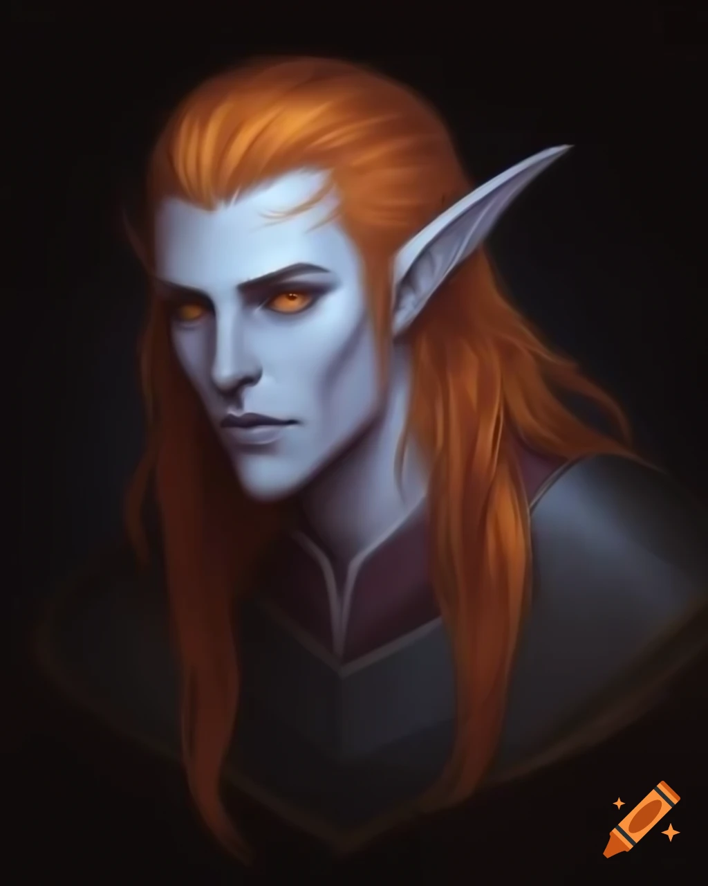 Eladrin cleric with autumn hair in heavenly setting alongside goddess Mielikki