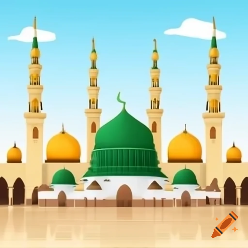 Illustration of Al-Masjid An-Nabawi in Medina, Saudi Arabia