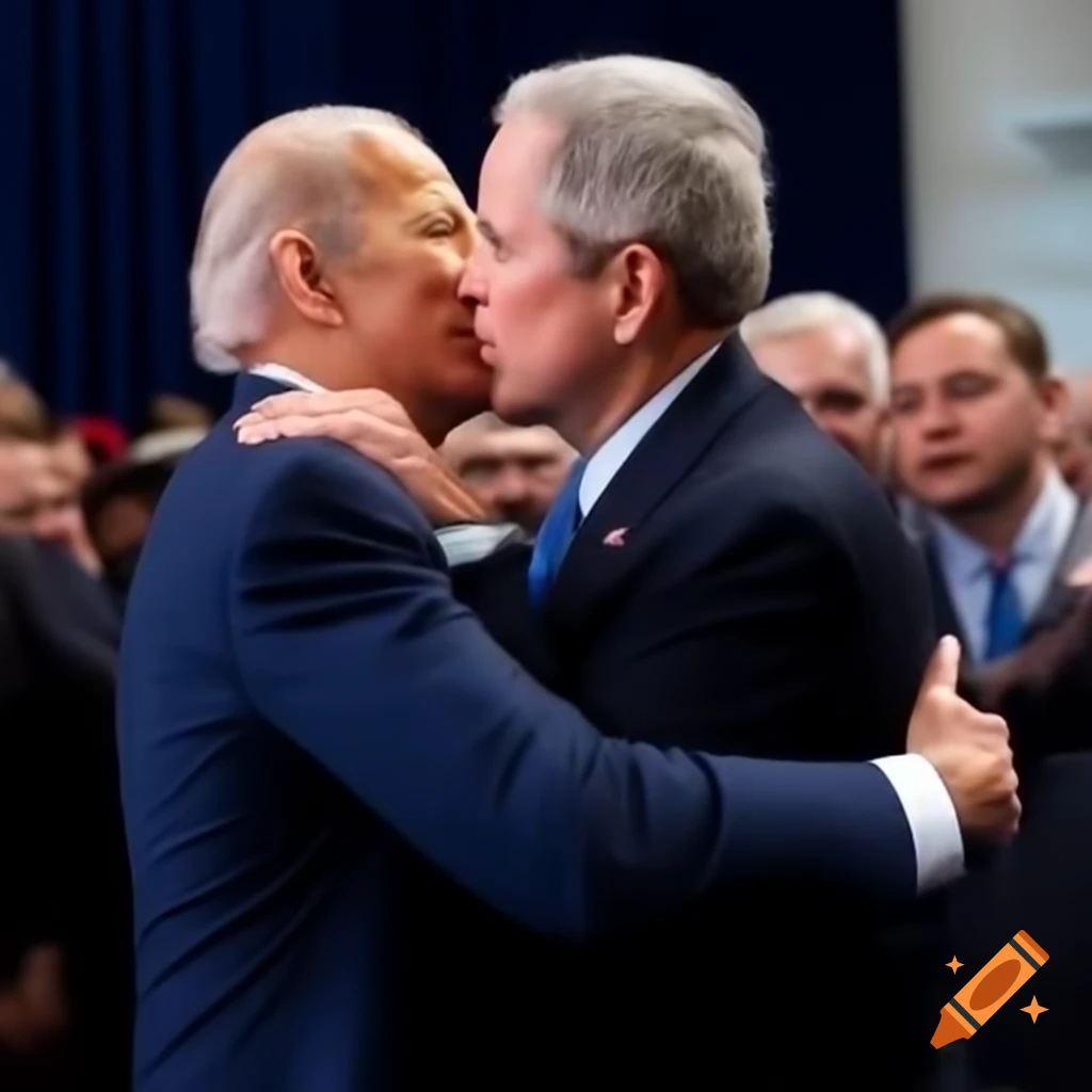 George W. Bush and Joe Biden sharing a passionate kiss