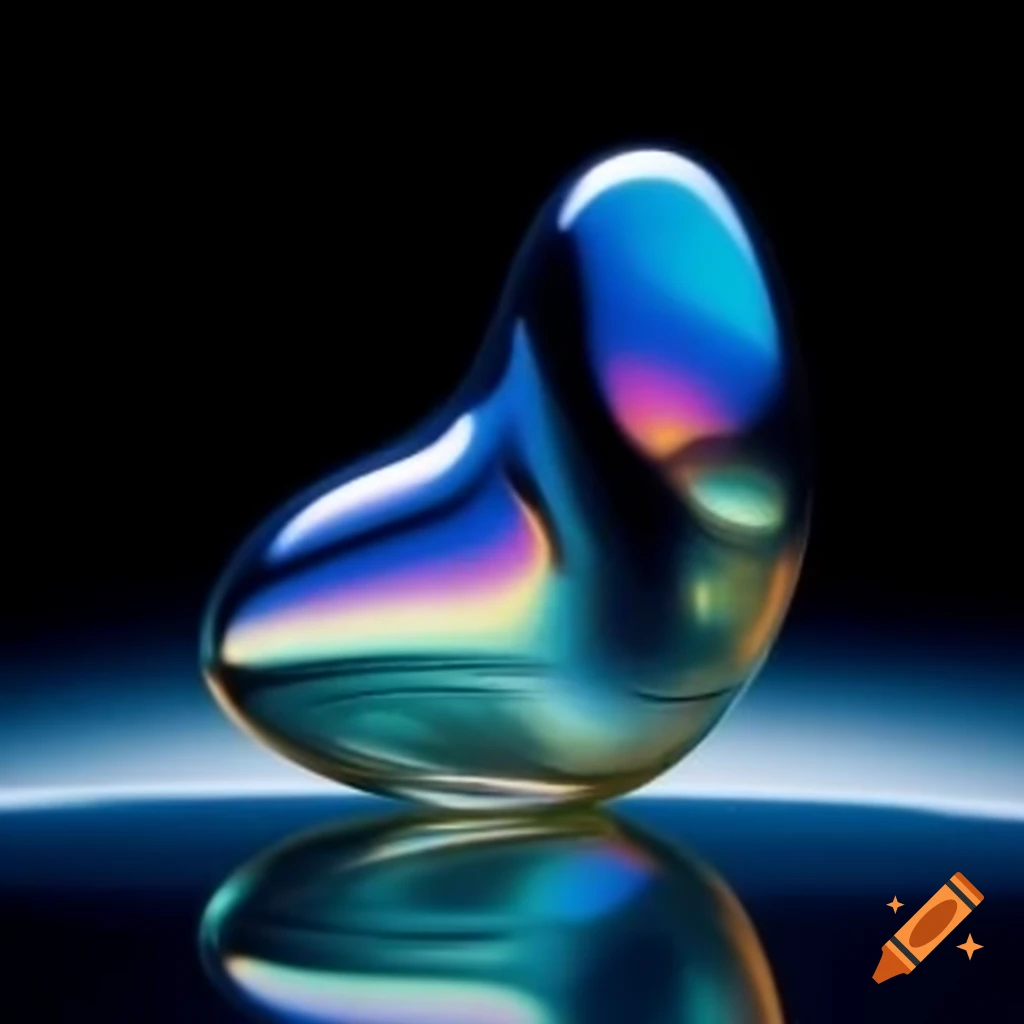 Pop surreal photography featuring iridescent glass statue
